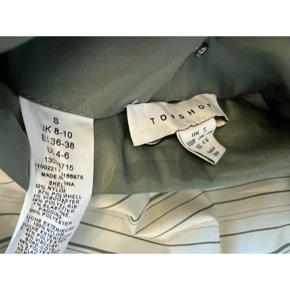 New ~ TOPSHOP Nordstrom Reversible Collared Nylon Bomber Jacket Size 4-6 green